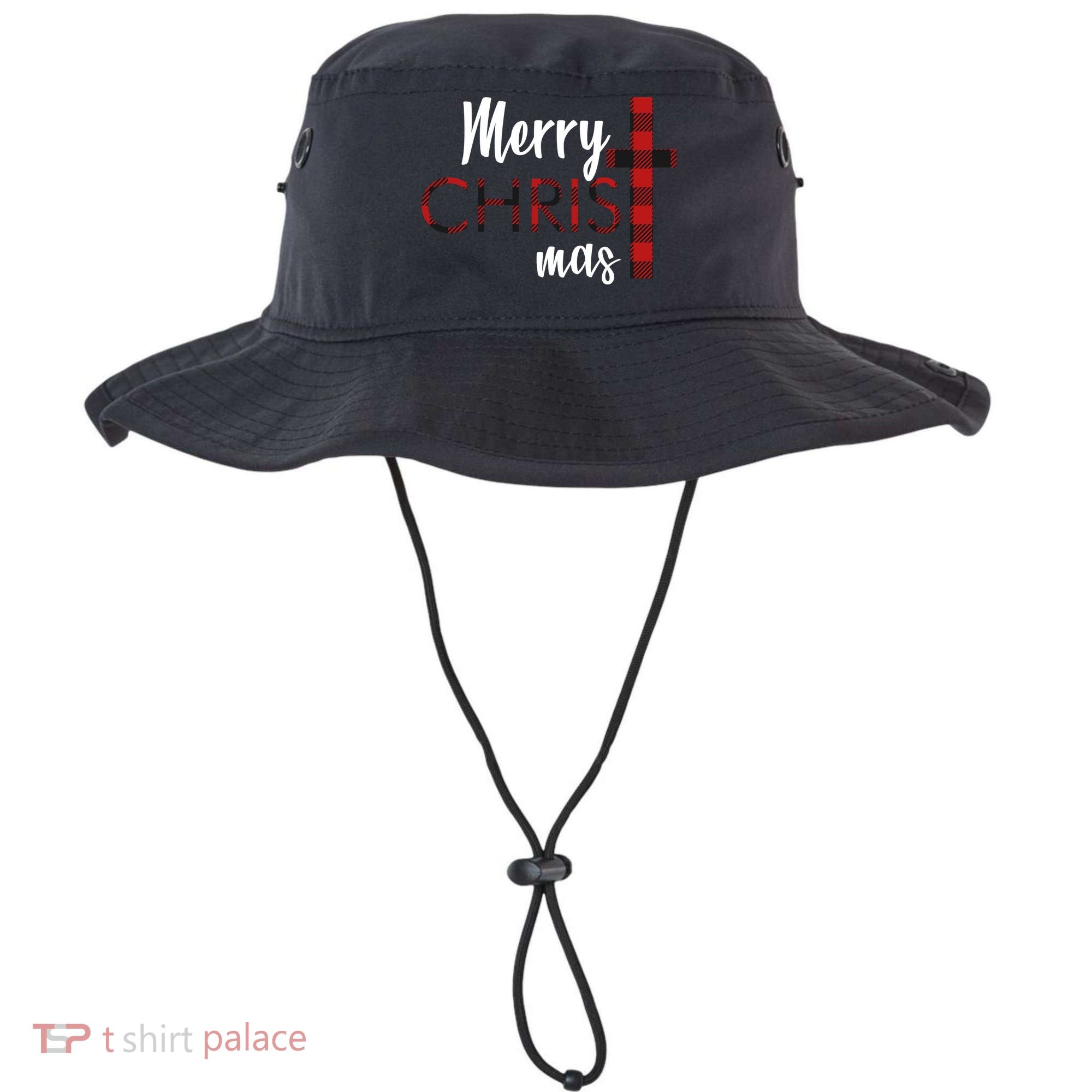 Merry Christmas Plaided Cross Bucket Hat