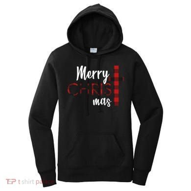 Merry Christmas Plaided Cross Women's Hoodie