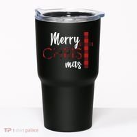 Merry Christmas Plaided Cross Tumbler thumb 0