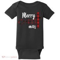Merry Christmas Plaided Cross Baby Bodysuit thumb 0