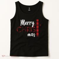 Merry Christmas Plaided Cross Tank Top thumb 2