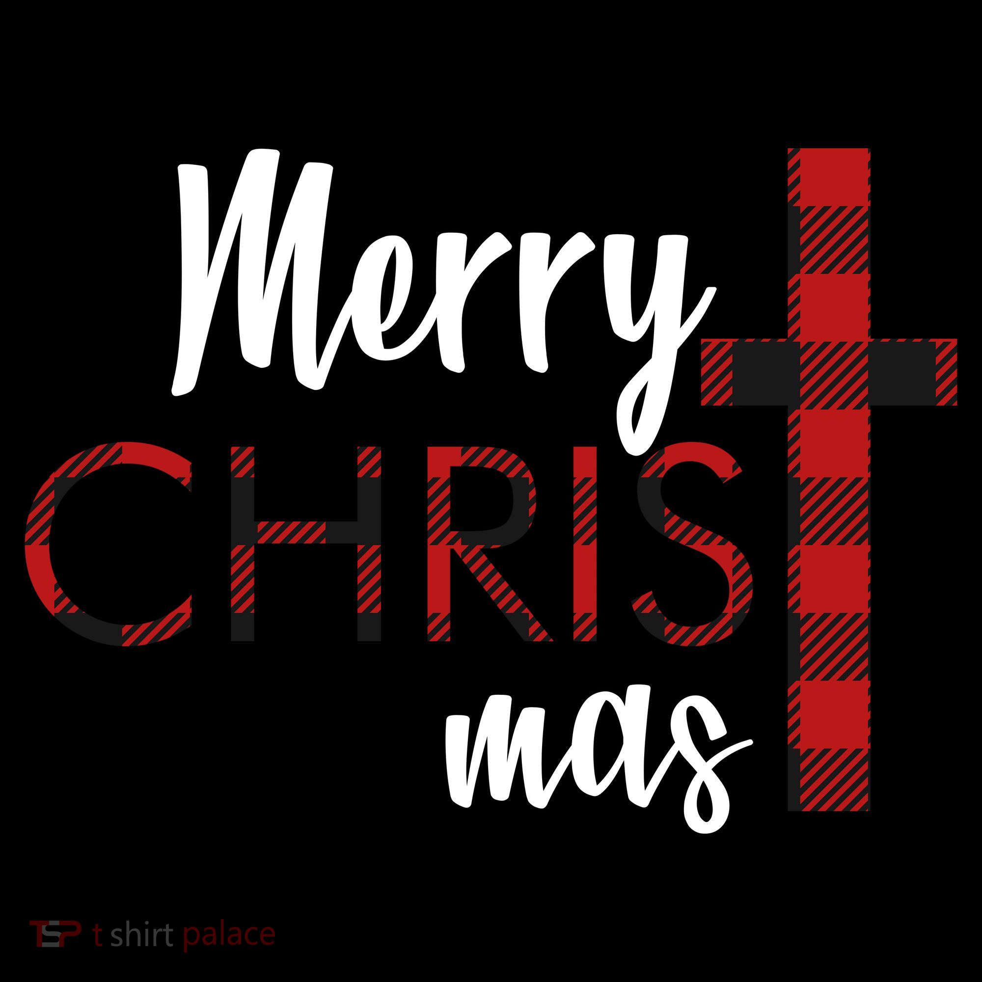 Merry Christmas Plaided Cross Tank Top