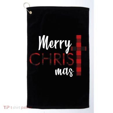 Merry Christmas Plaided Cross Golf Towel
