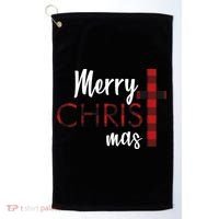Merry Christmas Plaided Cross Golf Towel thumb 0