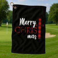 Merry Christmas Plaided Cross Golf Towel thumb 1