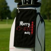 Merry Christmas Plaided Cross Golf Towel thumb 2