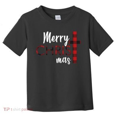 Merry Christmas Plaided Cross Toddler T-Shirt