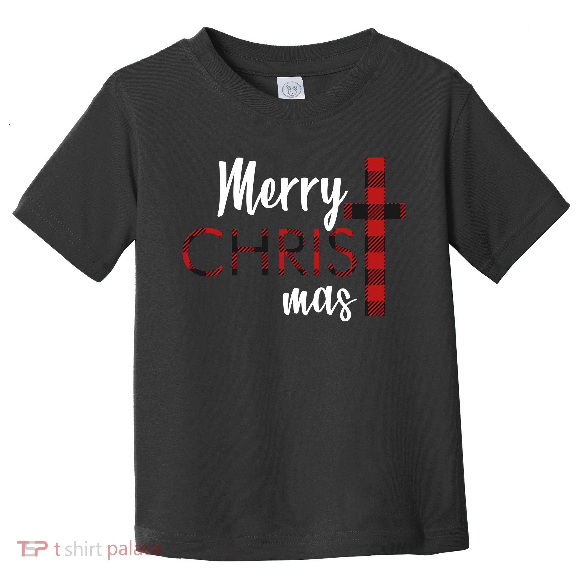 Merry Christmas Plaided Cross Toddler T-Shirt