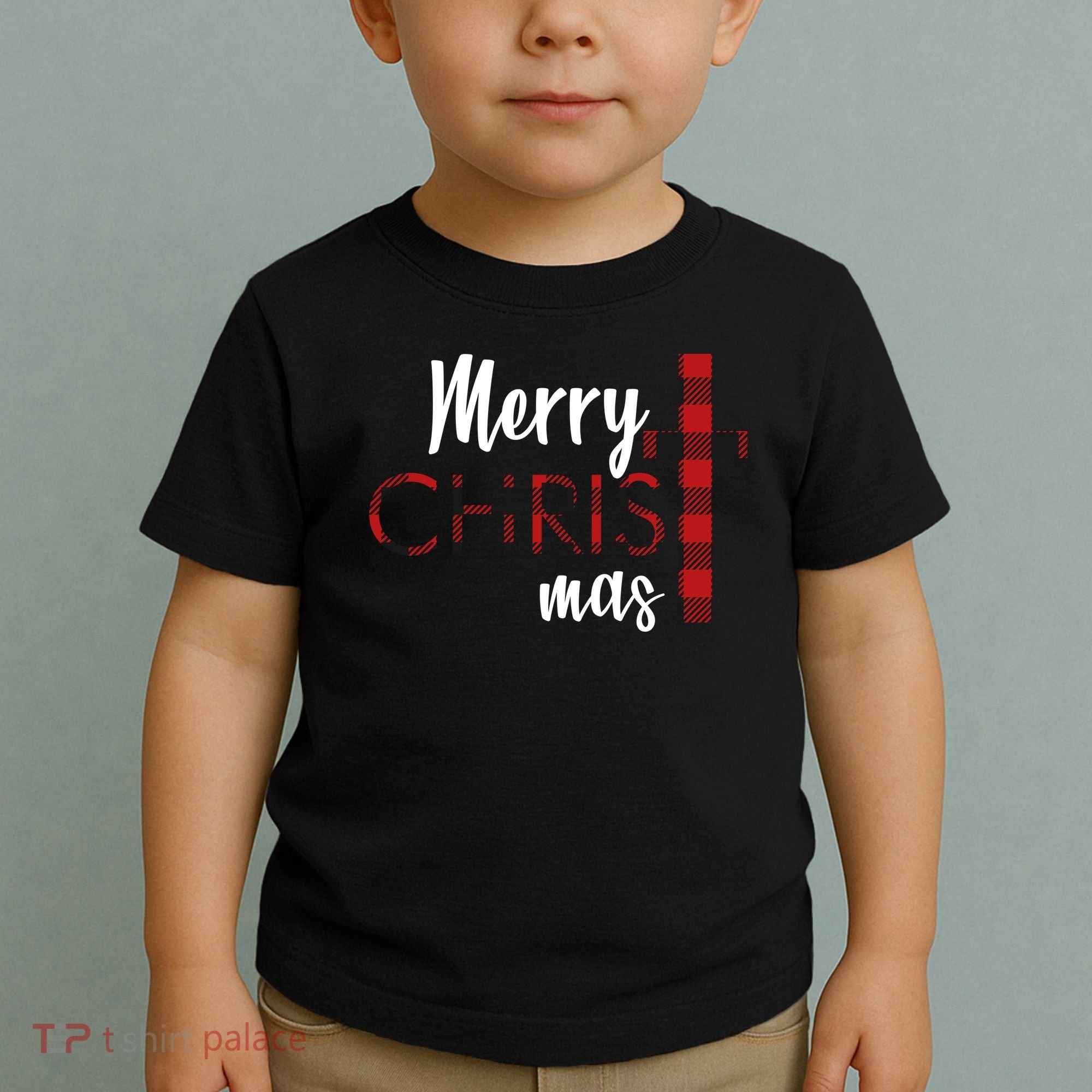 Merry Christmas Plaided Cross Toddler T-Shirt
