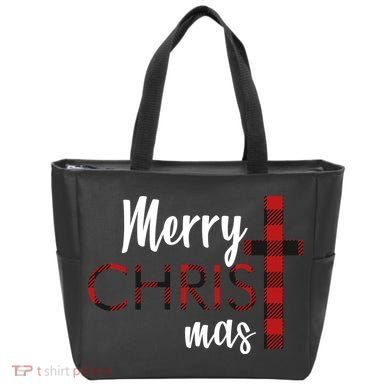 Merry Christmas Plaided Cross Tote Bag