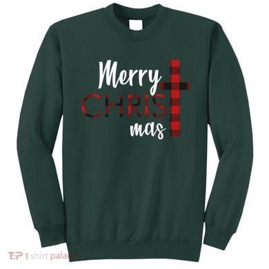 Merry Christmas Plaided Cross Sweatshirt