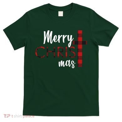 Merry Christmas Plaided Cross T-Shirt