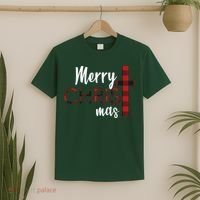 Merry Christmas Plaided Cross T-Shirt thumb 2
