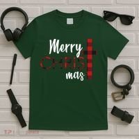 Merry Christmas Plaided Cross T-Shirt thumb 5