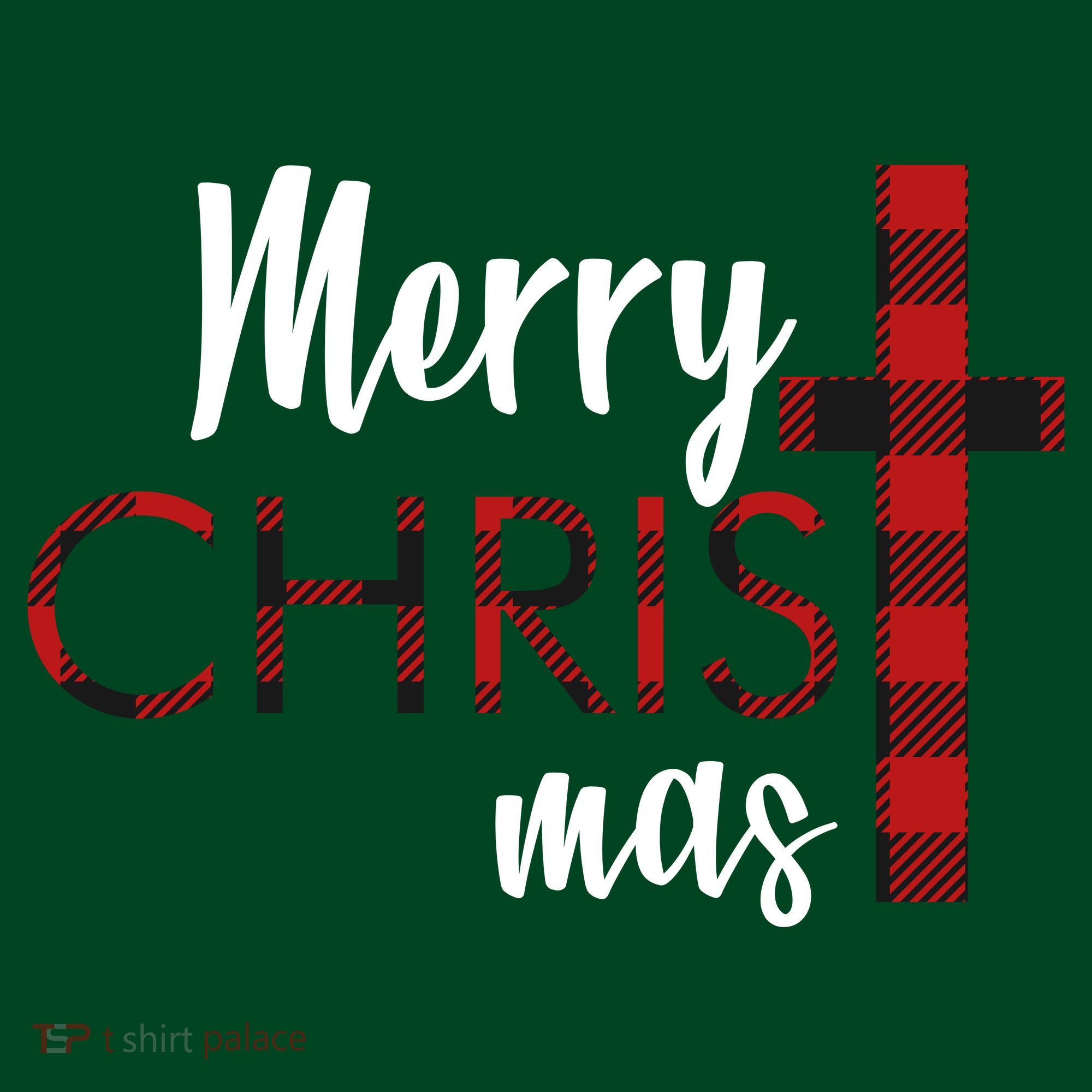 Merry Christmas Plaided Cross T-Shirt