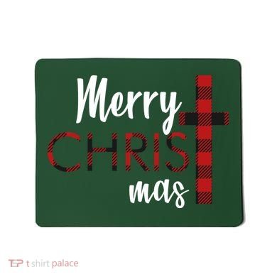 Merry Christmas Plaided Cross Mousepad