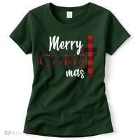 Merry Christmas Plaided Cross Women's T-Shirt thumb 0