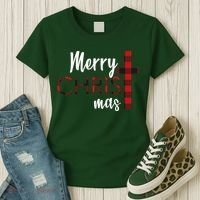 Merry Christmas Plaided Cross Women's T-Shirt thumb 3