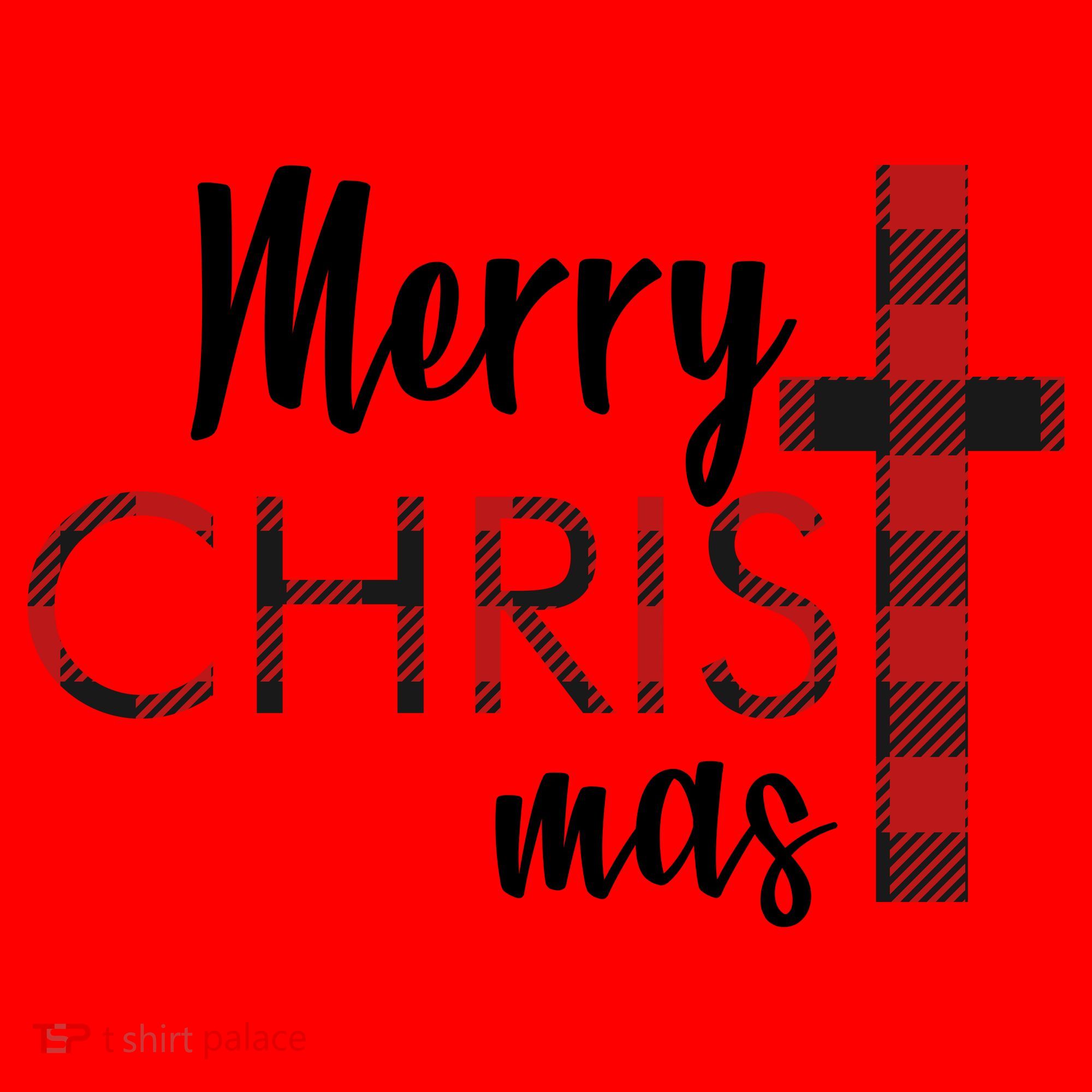 Merry Christmas Plaided Cross Santa Hat