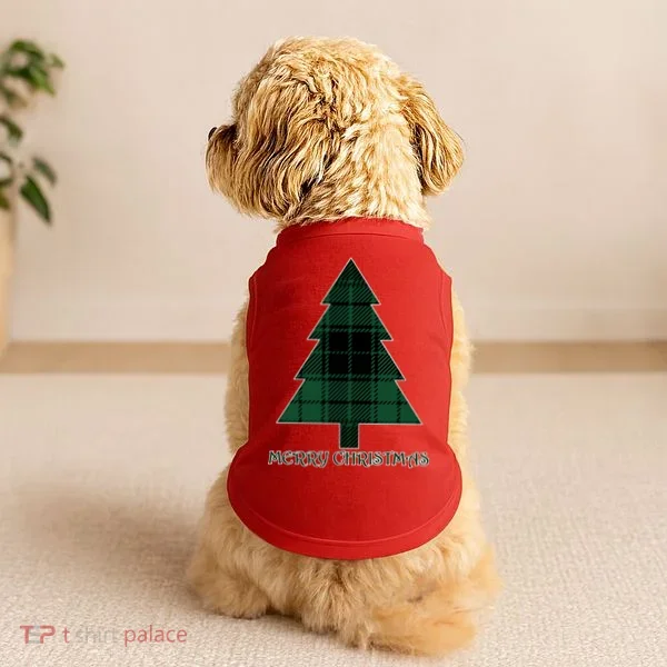 Merry Christmas Plaited Tree Doggie Tank