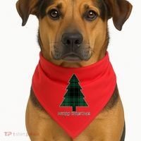 Merry Christmas Plaited Tree USA-Made Doggie Bandana thumb 1