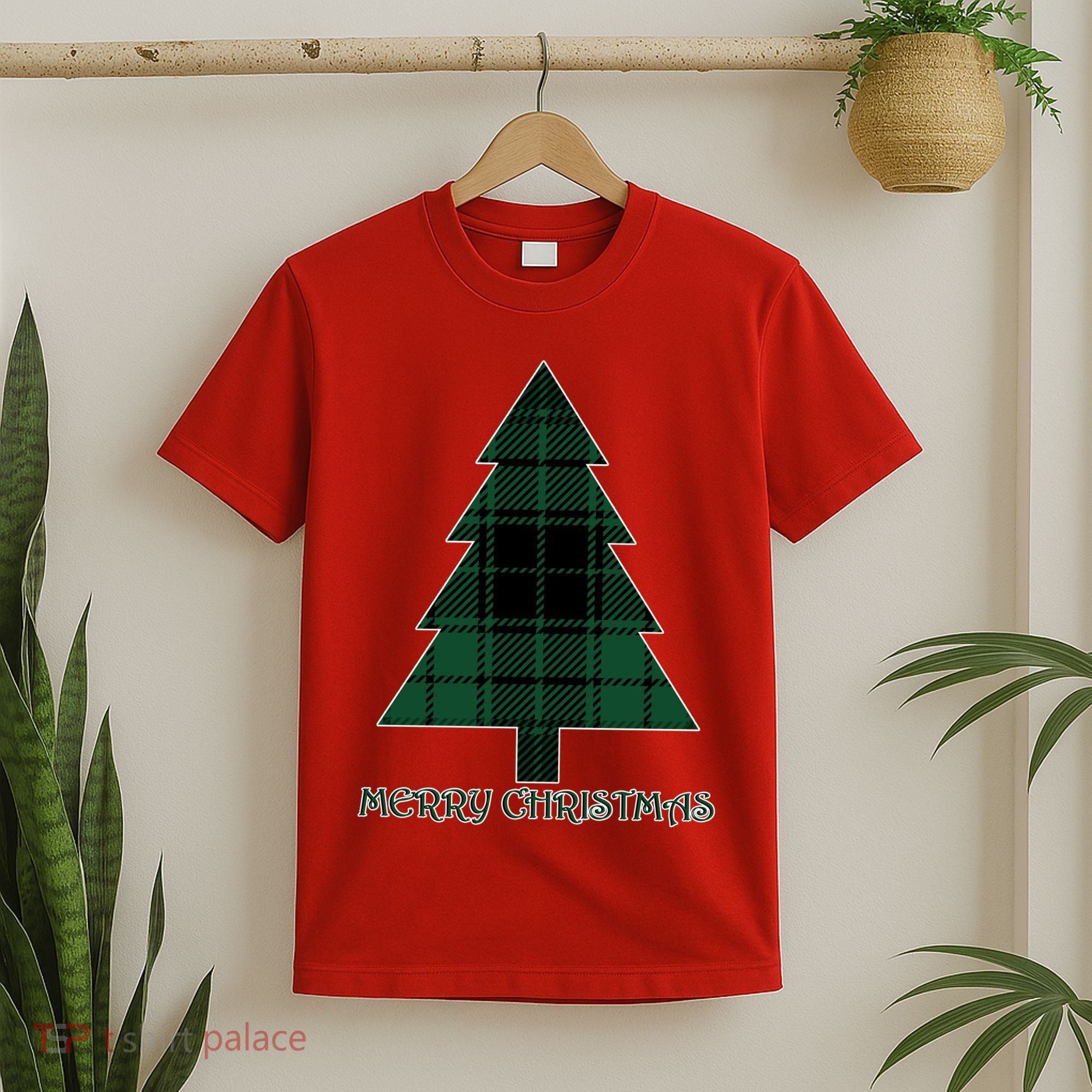 Merry Christmas Plaited Tree T-Shirt