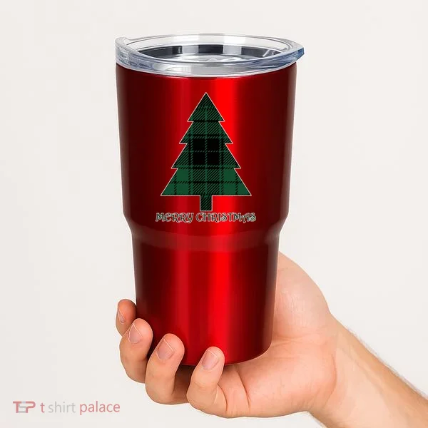 Merry Christmas Plaited Tree Tumbler