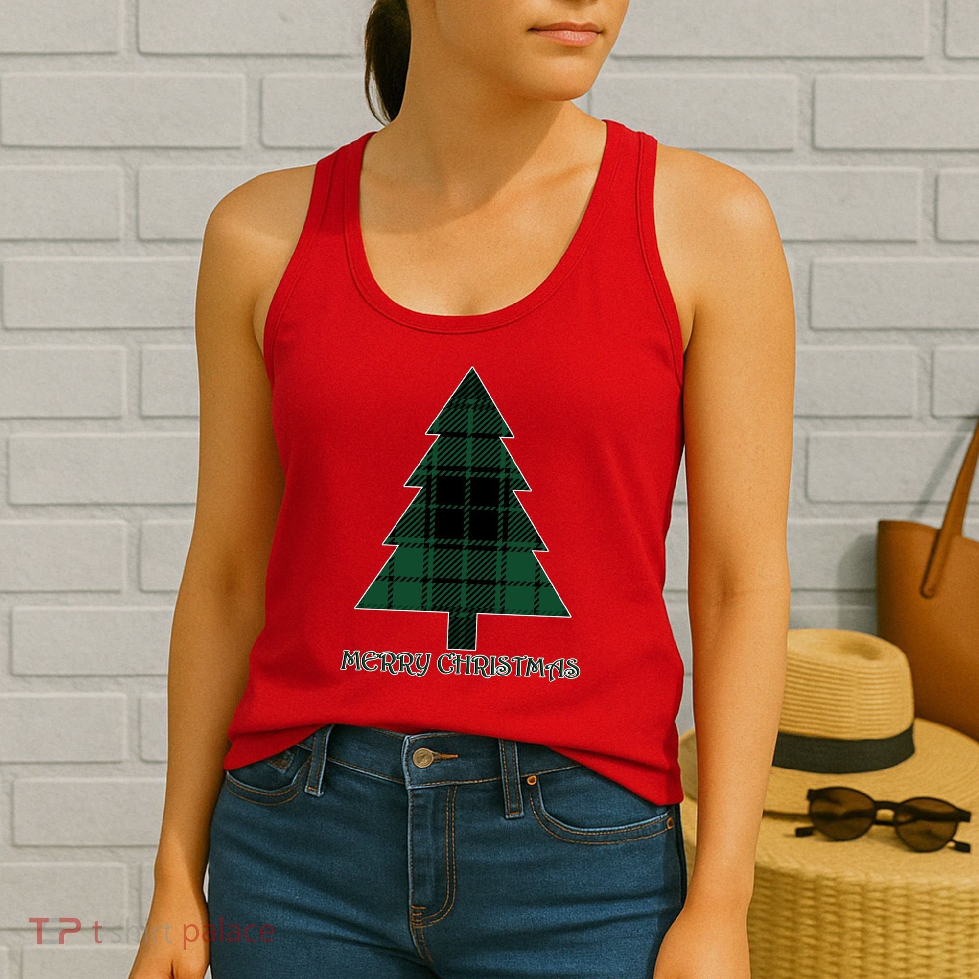 Merry Christmas Plaited Tree Women's Tank Top