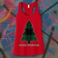 Merry Christmas Plaited Tree Women's Tank Top thumb 3