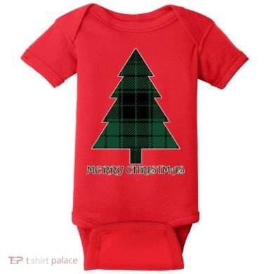 Merry Christmas Plaited Tree Baby Bodysuit