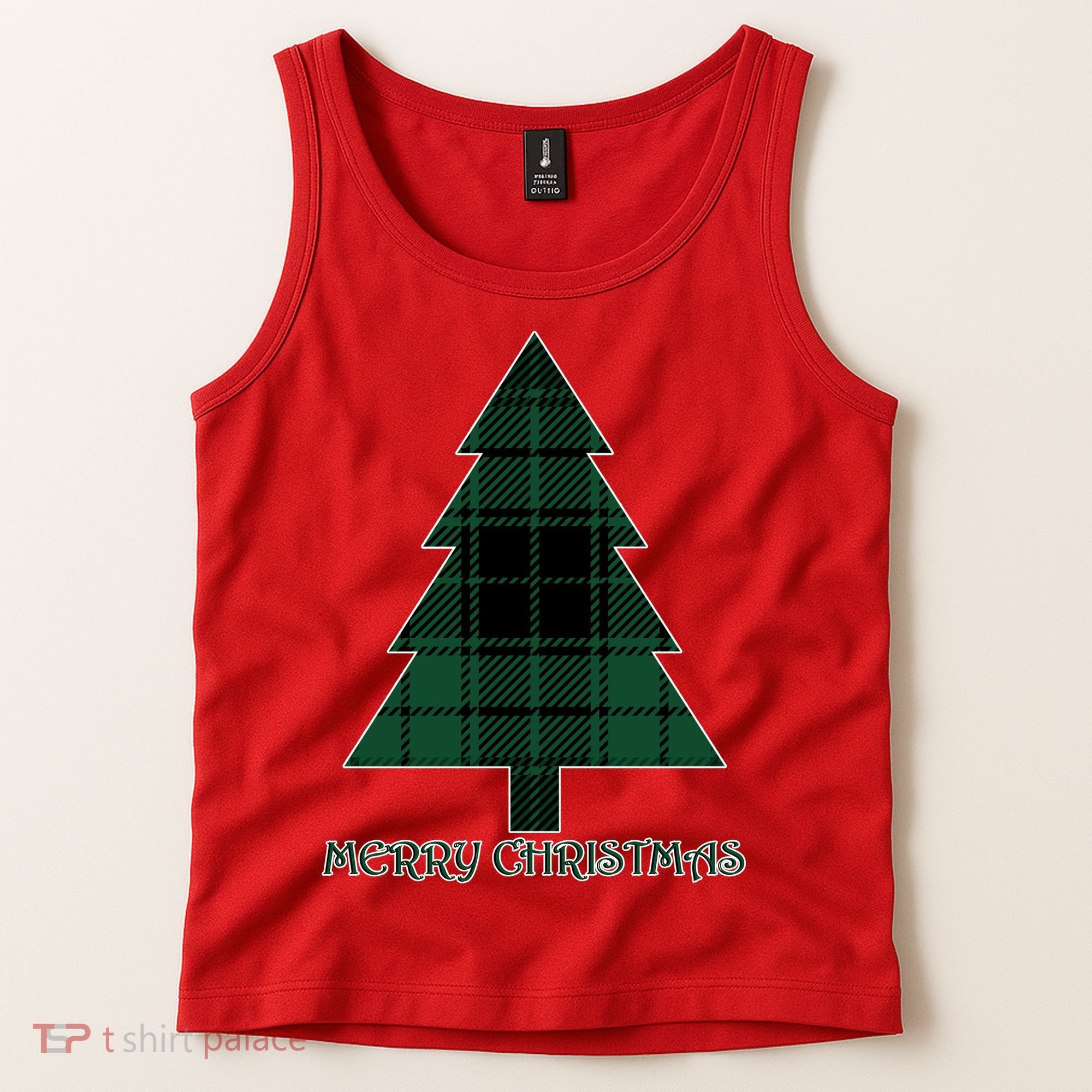 Merry Christmas Plaited Tree Tank Top