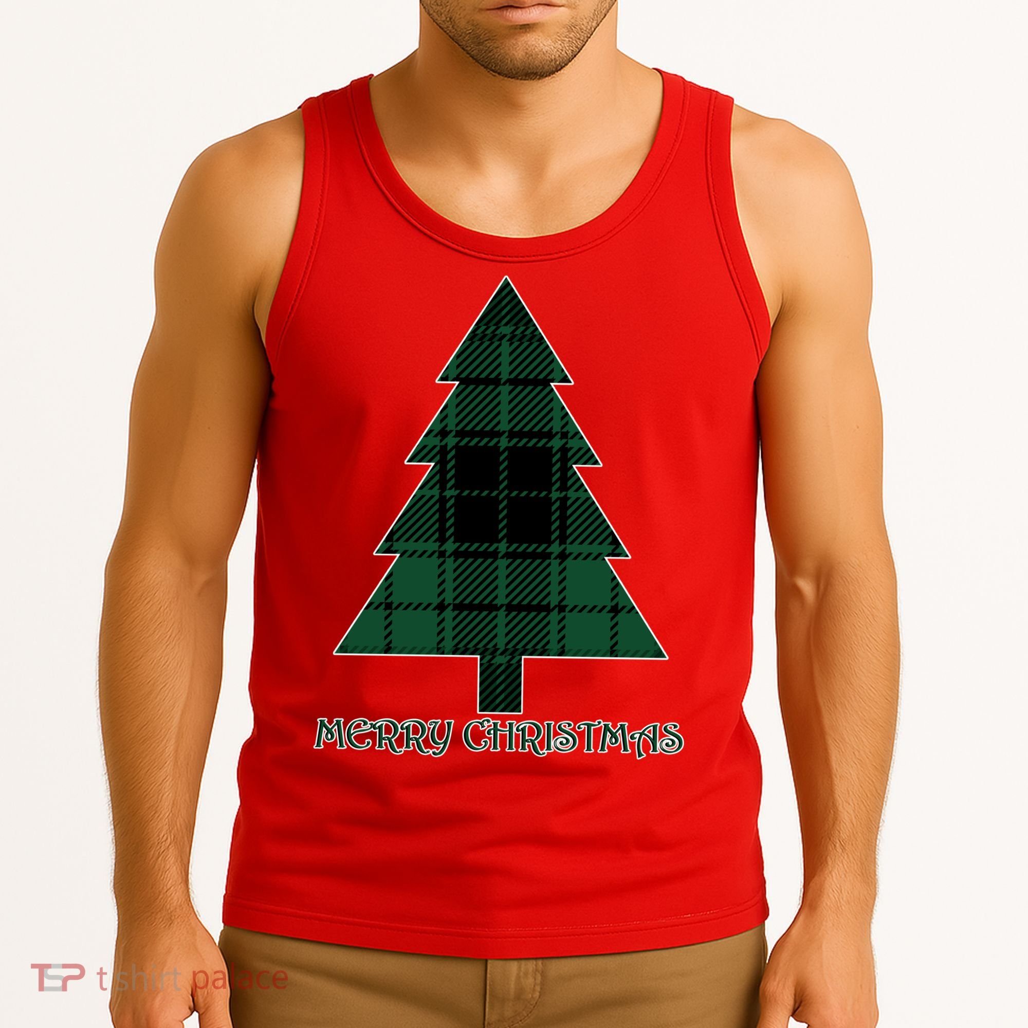 Merry Christmas Plaited Tree Tank Top