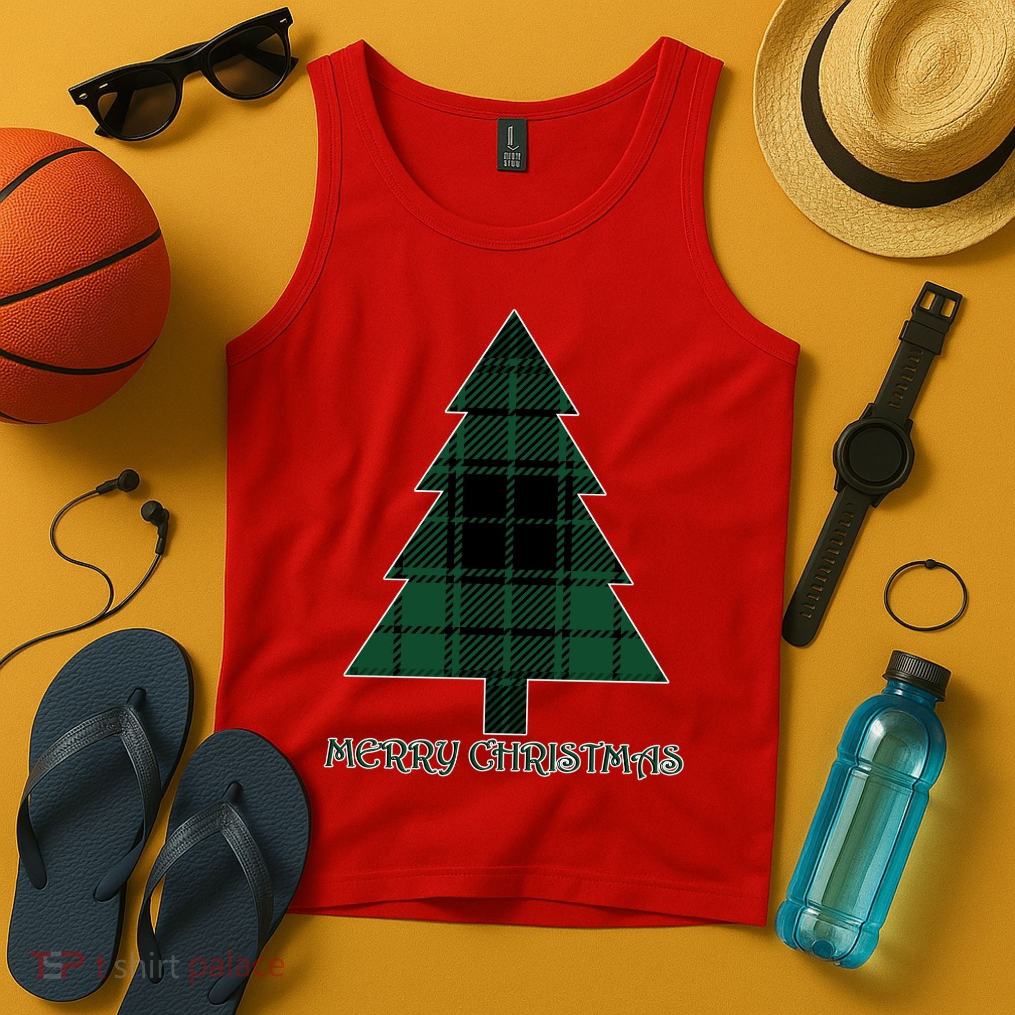 Merry Christmas Plaited Tree Tank Top