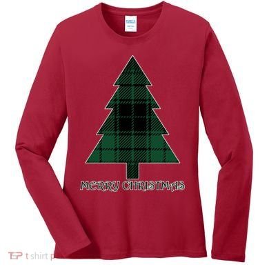Merry Christmas Plaited Tree Women's Long Sleeve Shirt