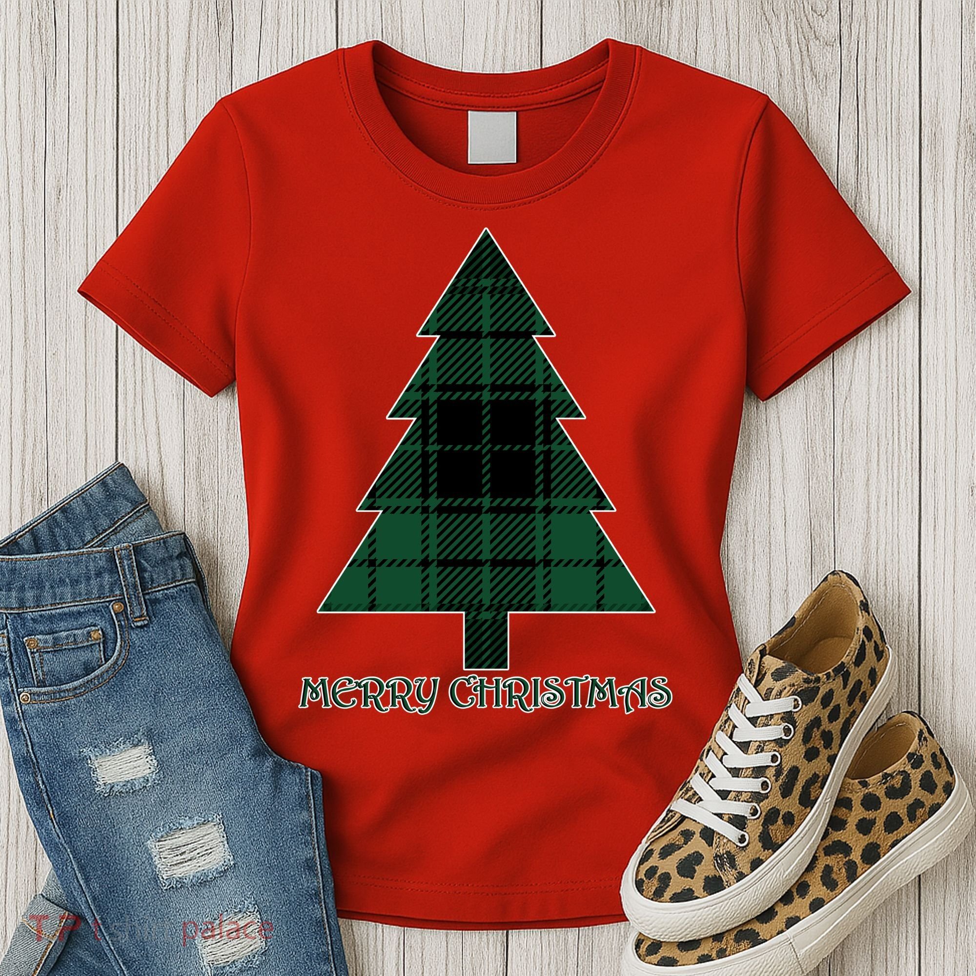 Merry Christmas Plaited Tree Women's T-Shirt