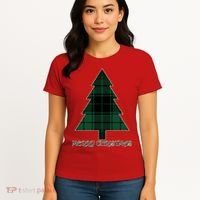Merry Christmas Plaited Tree Women's T-Shirt thumb 4