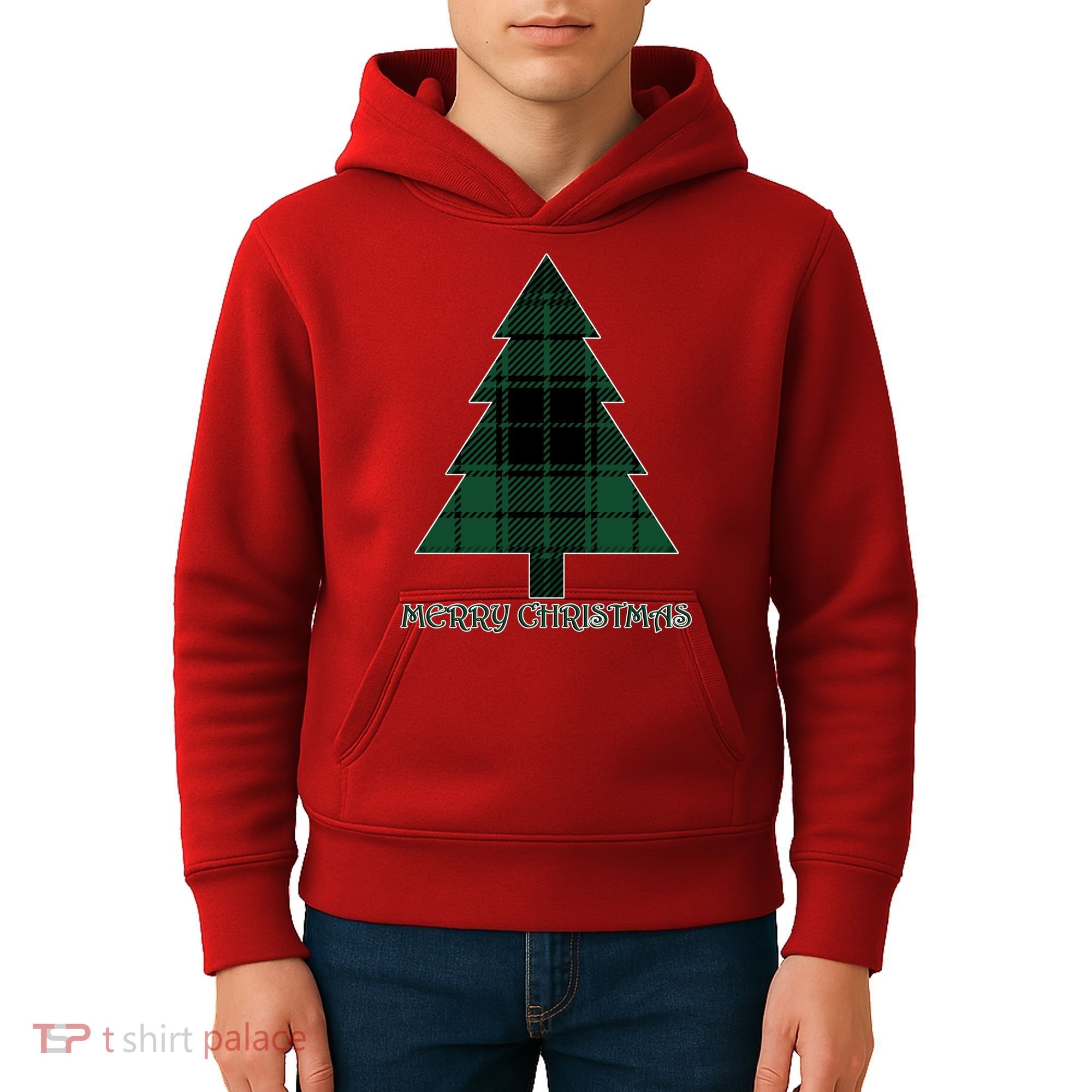 Merry Christmas Plaited Tree Kids Hoodie