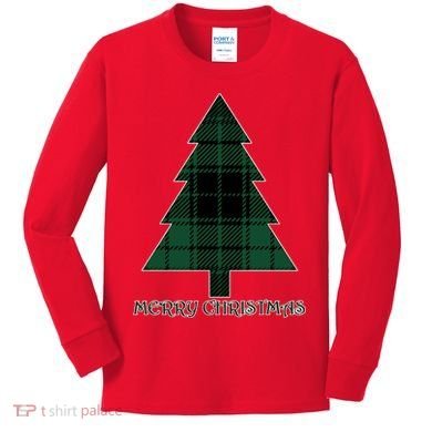 Merry Christmas Plaited Tree Kids Long Sleeve Shirt