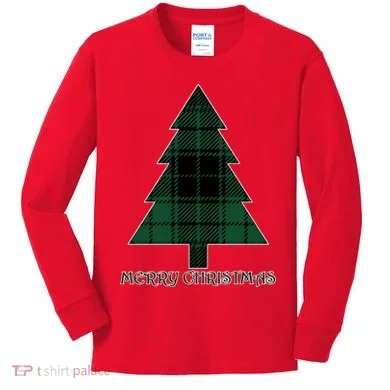 Merry Christmas Plaited Tree Kids Long Sleeve Shirt