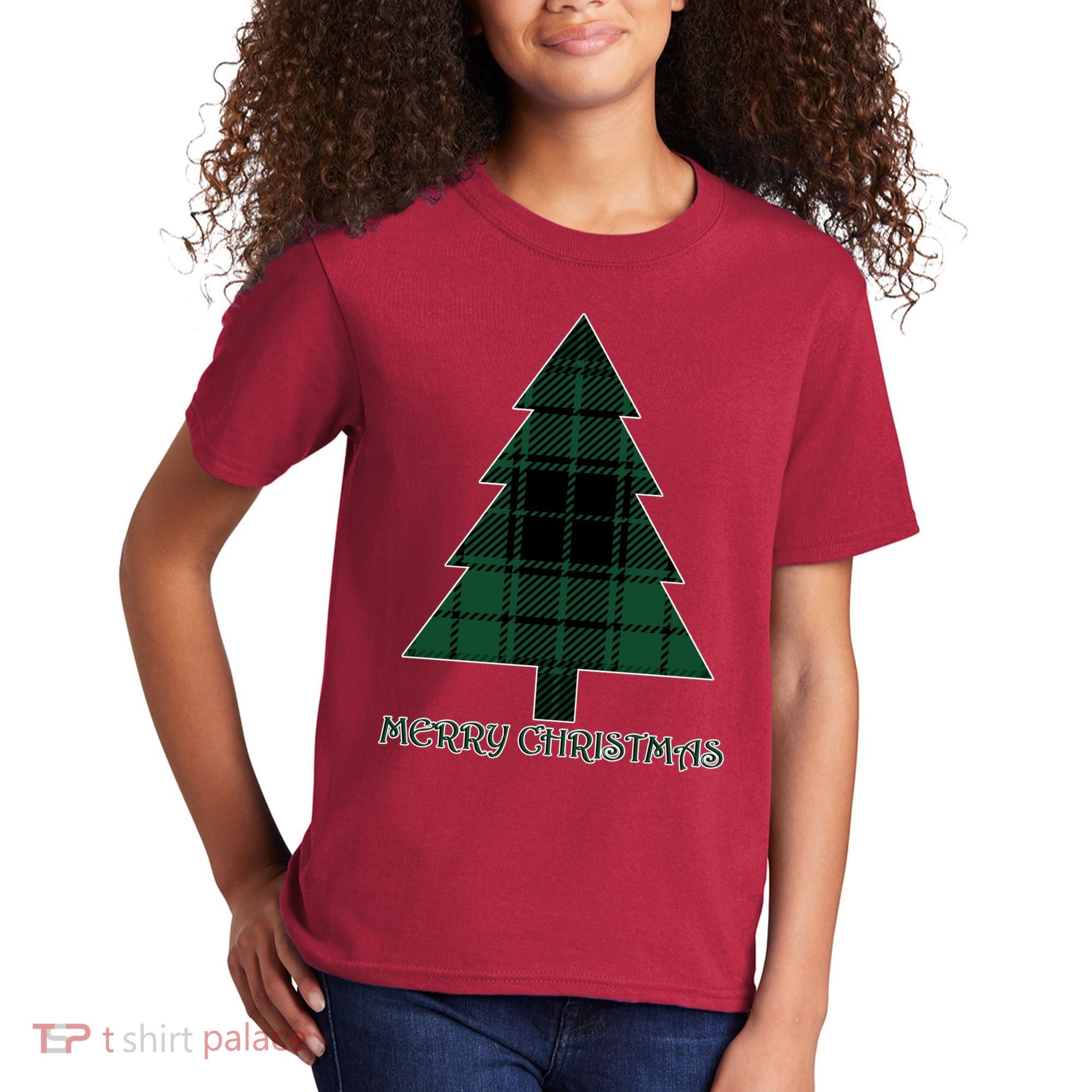 Merry Christmas Plaited Tree Kids T-Shirt