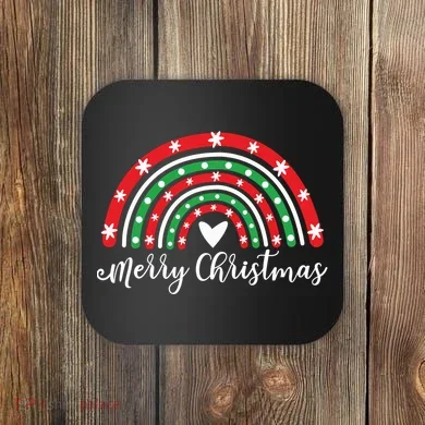 Merry Christmas Rainbow Coaster