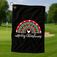 Merry Christmas Rainbow Golf Towel thumb 1