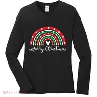Merry Christmas Rainbow Women's Long Sleeve Shirt thumb 0