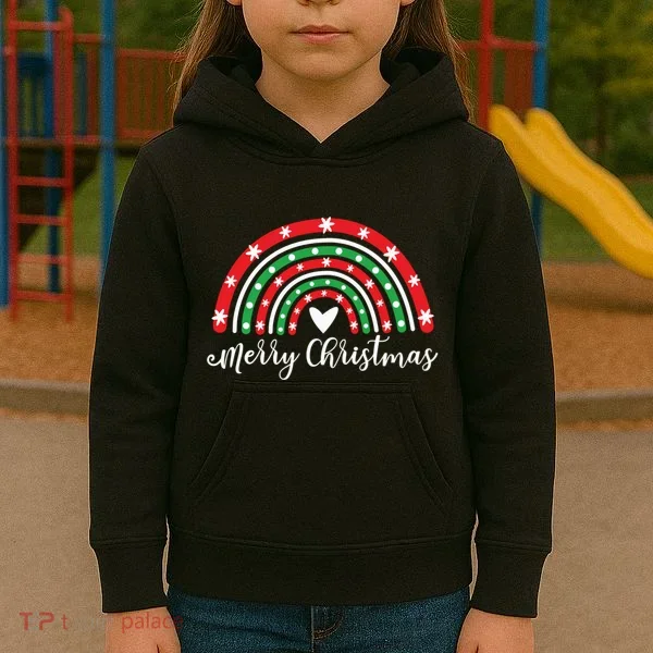 Merry Christmas Rainbow Kids Hoodie