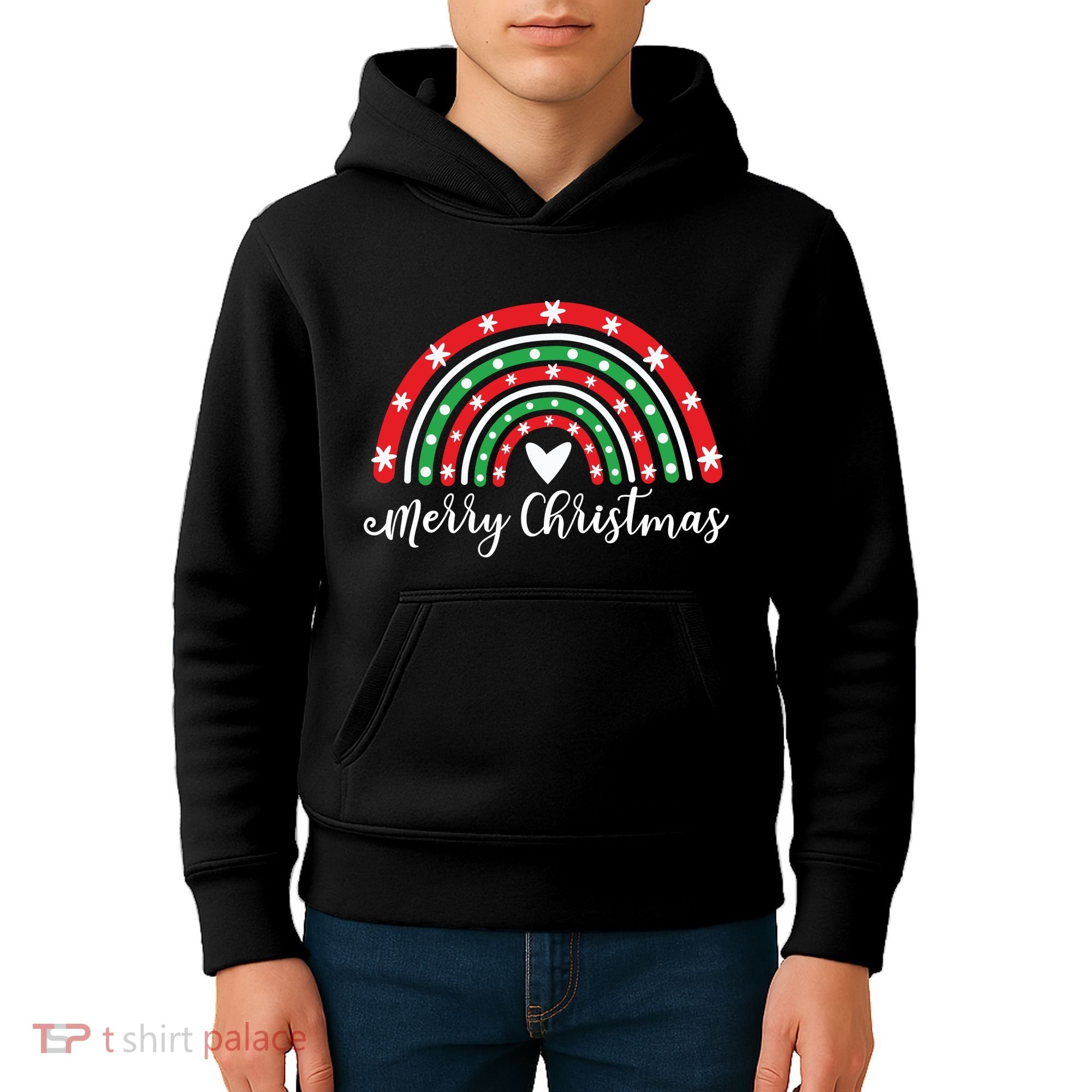 Merry Christmas Rainbow Kids Hoodie