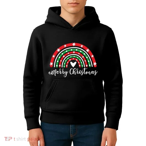 Merry Christmas Rainbow Kids Hoodie