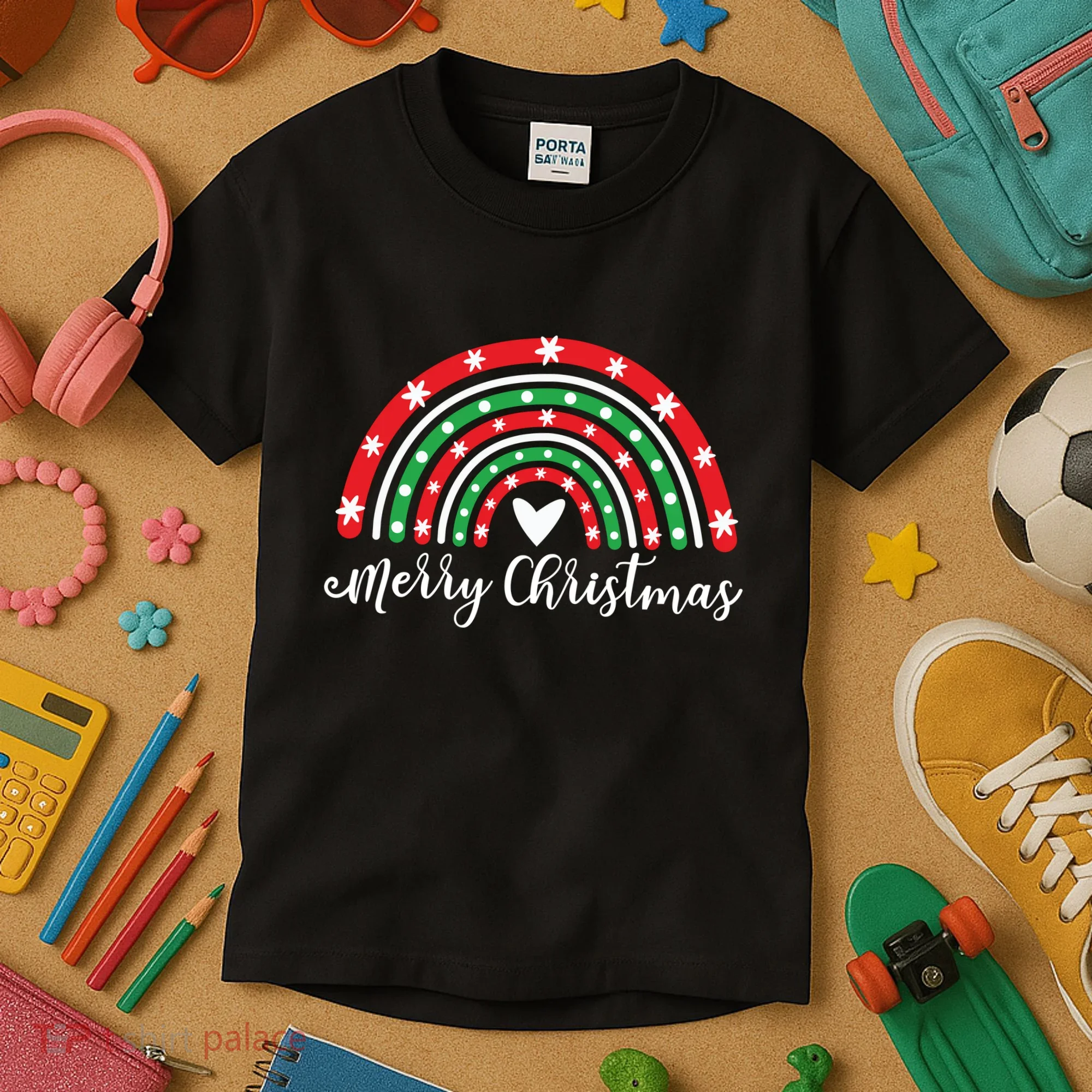 Merry Christmas Rainbow Kids T-Shirt