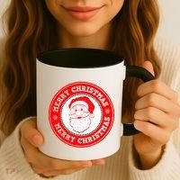 Merry Christmas Santa Claus Distressed Stamp of Approval Coffee Mug thumb 3