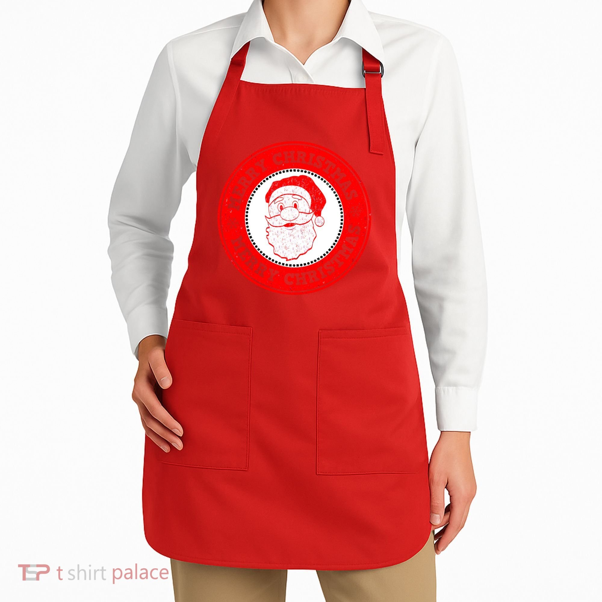 Merry Christmas Santa Claus Distressed Stamp of Approval Apron