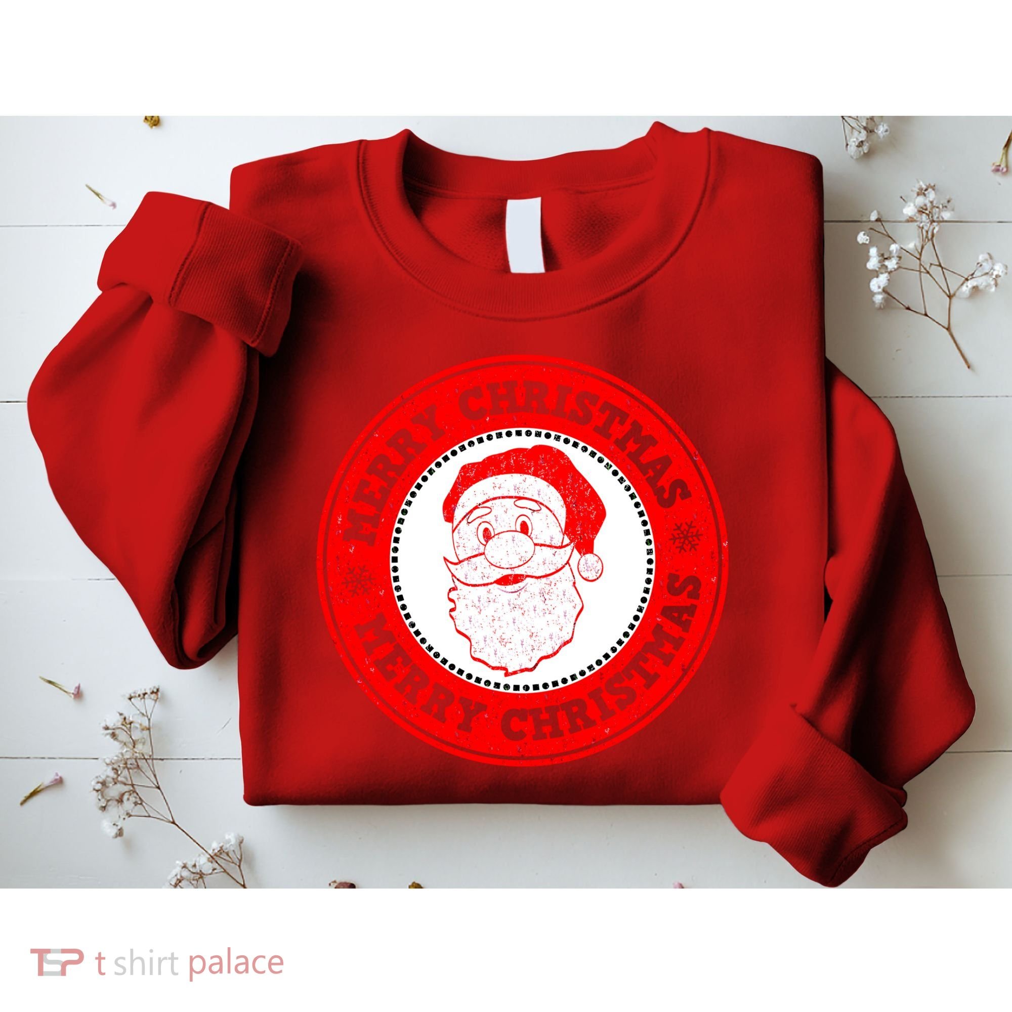 Merry Christmas Santa Claus Distressed Stamp of Approval Sweatshirt